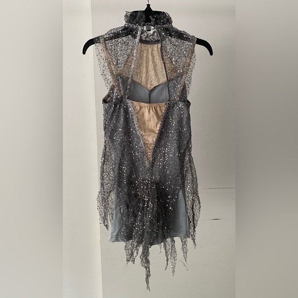 Costume Gallery Creepy Gauzy Gray Biketard Dance Costume - Picture 3 of 6